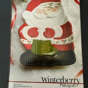 NEW Macy's Exclusive Pfaltzgraff Winterberry Santa Tidbit Tray